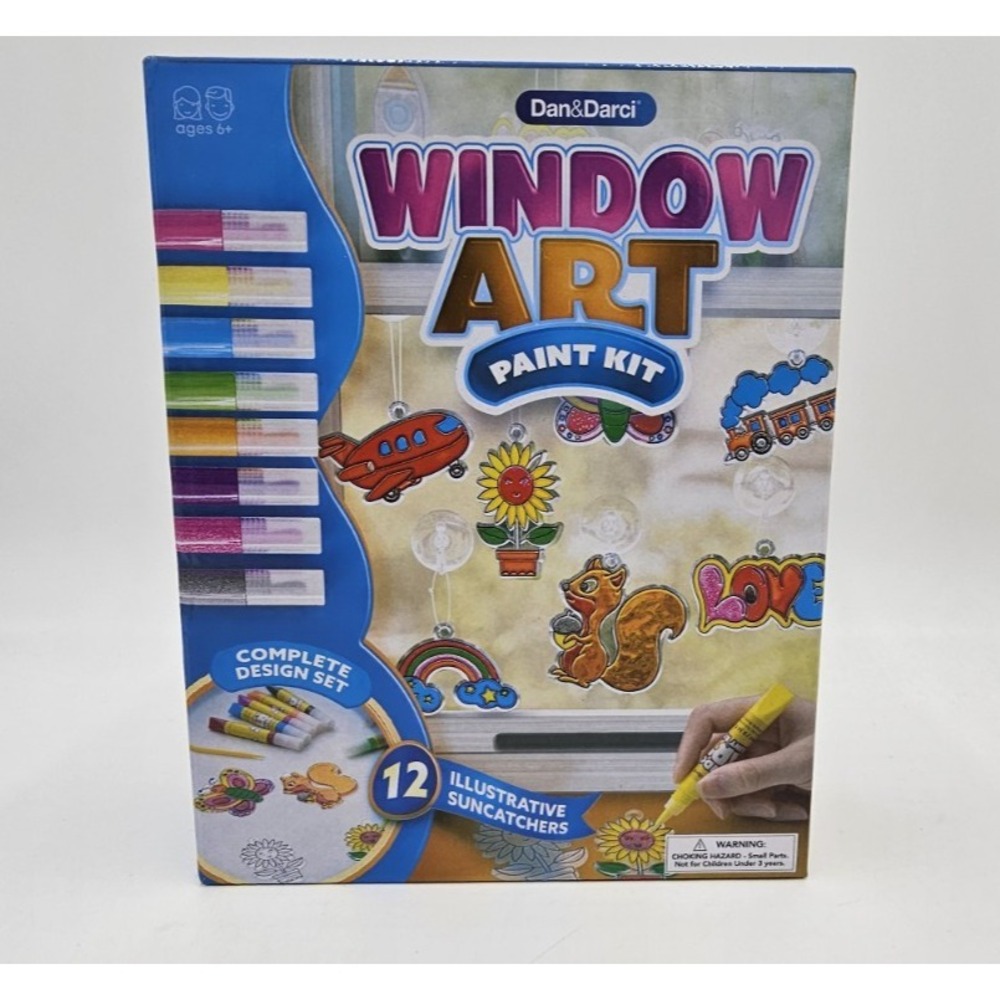 Dan&Darci Window Art Suncatchers Paint Kit Kids Craft Ages 6+ Glitter Non Toxic